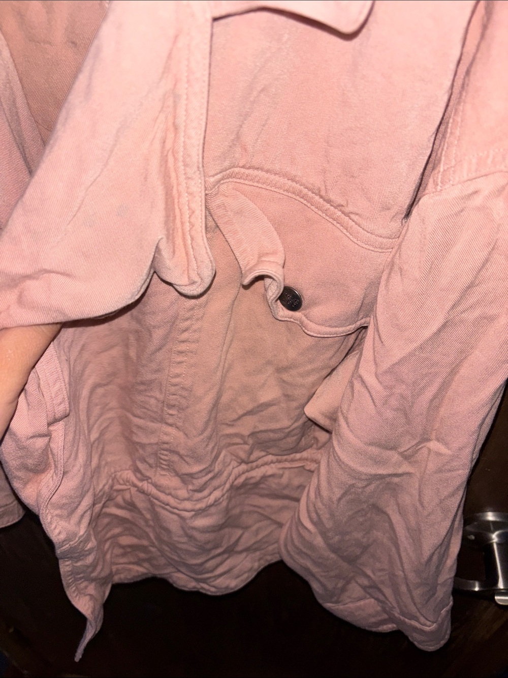 Frye Soft Pink Jean Jacket with Floral Lining - Picture 4 of 11